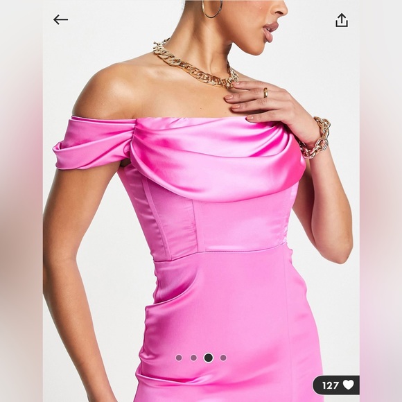 First Distraction Pink Satin Dress - Picture 2 of 8